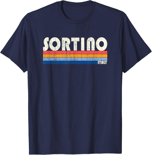 Sortino, Italy Retro 70s 80s Style T-Shirt - T-Shirt | Navy