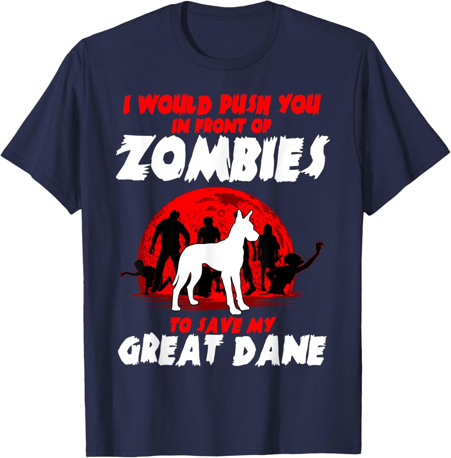 Great Dane Gentle Dog German Mastiff Zombie Halloween T-Shirt - T-Shirt | Navy
