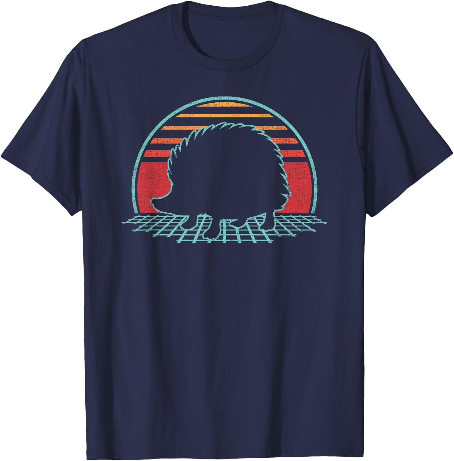Hedgehog Lover Animal Retro Vintage 80s Style T-Shirt - T-Shirt | Navy
