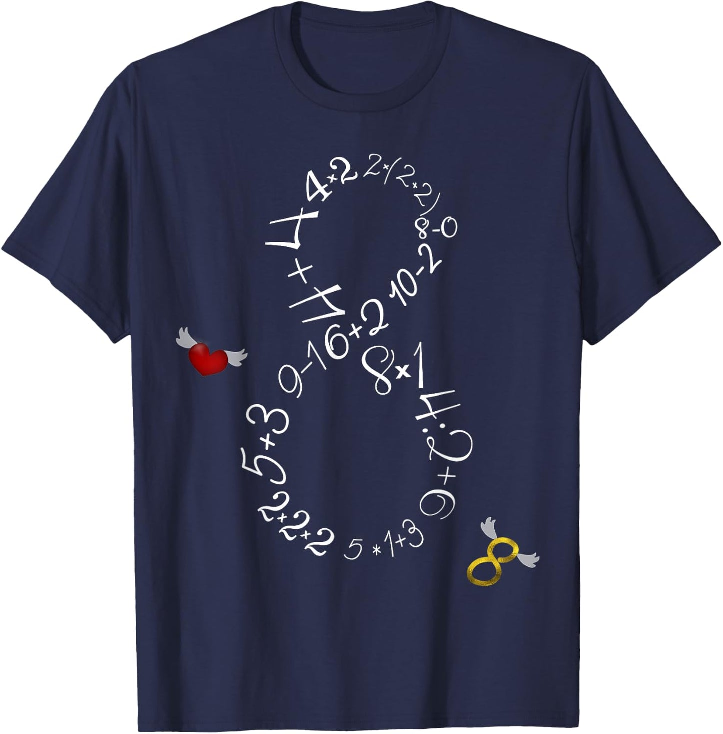 8 - Funny Math 8 Year Old Vintage 2017 8th Birthday Gift T-Shirt - T-Shirt | Navy