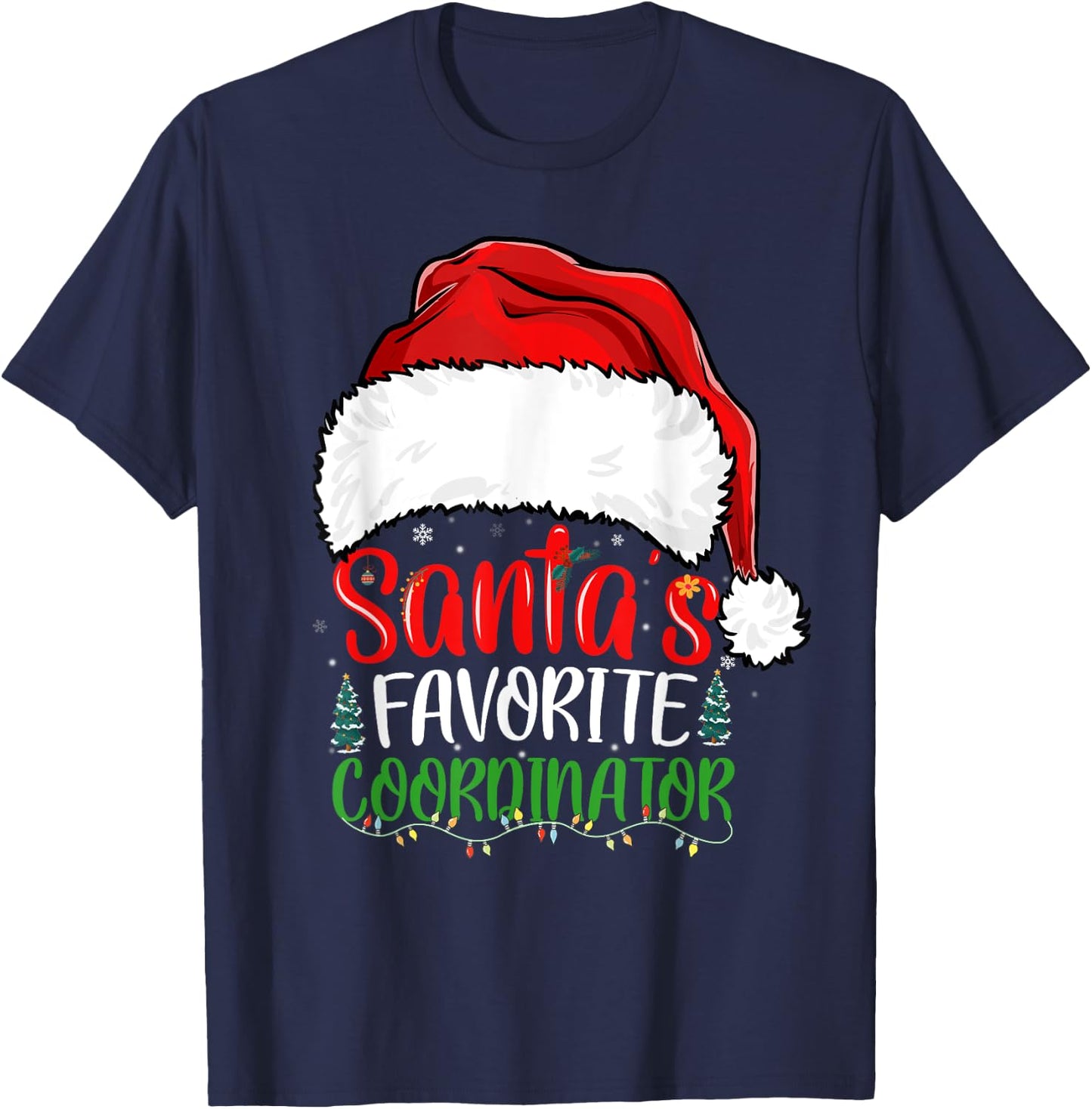 Santa's Favorite Coordinator Funny Christmas Coordinator T-Shirt - T-Shirt | Navy