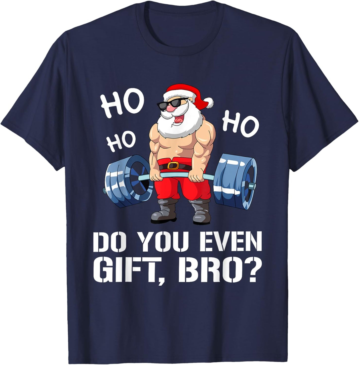 Funny Gym Fitness Santa Claus Man Woman Christmas T-Shirt - T-Shirt | Navy