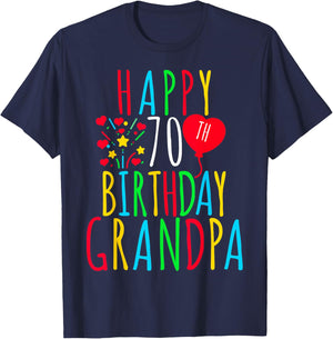 Happy 70th Birthday Grandpa Birthday 70 Years Old Grandpa T-Shirt - T-Shirt | Navy