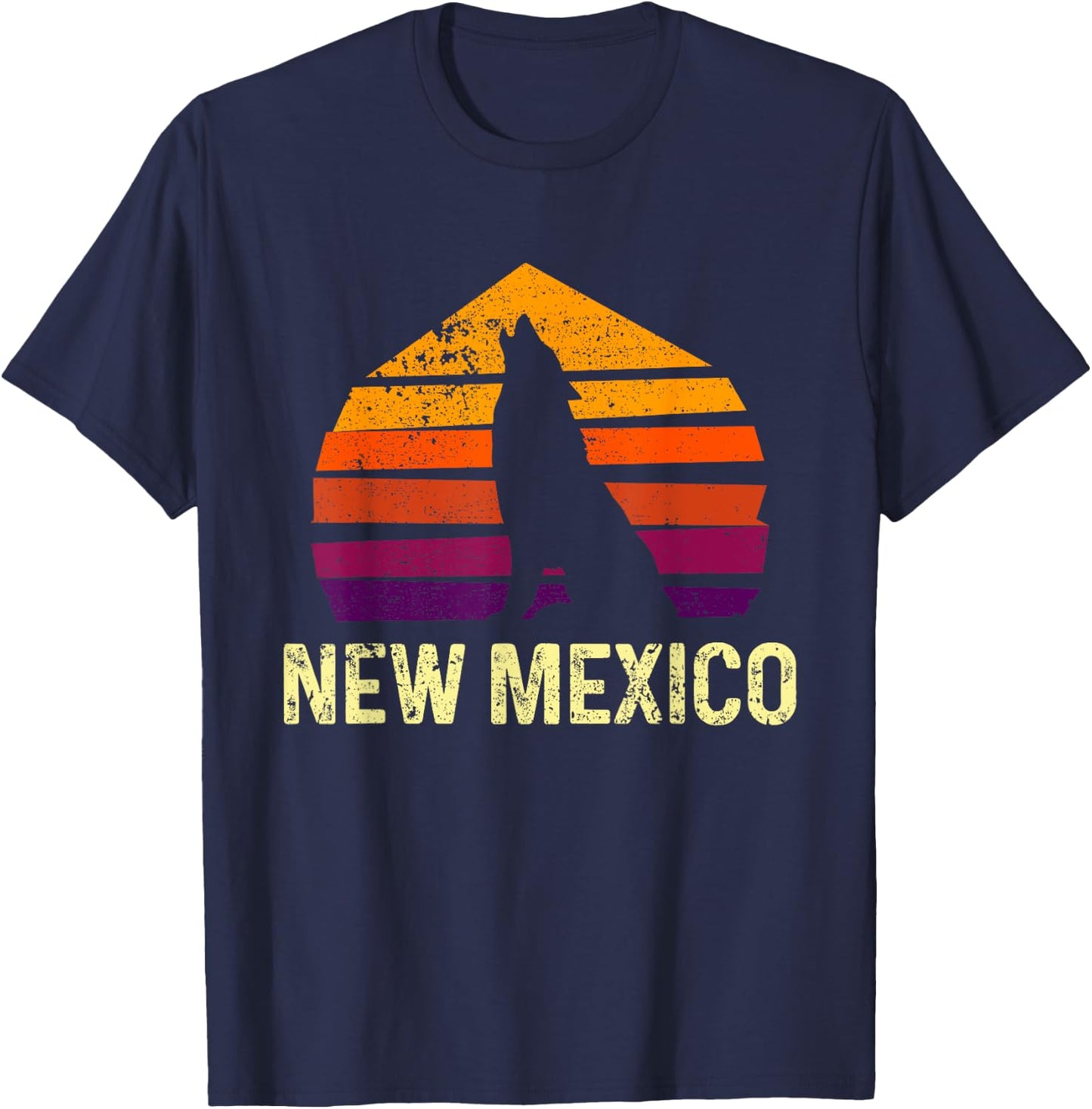 Vintage New Mexico, NM Retro Wolf Outdoor T-Shirt - T-Shirt | Navy