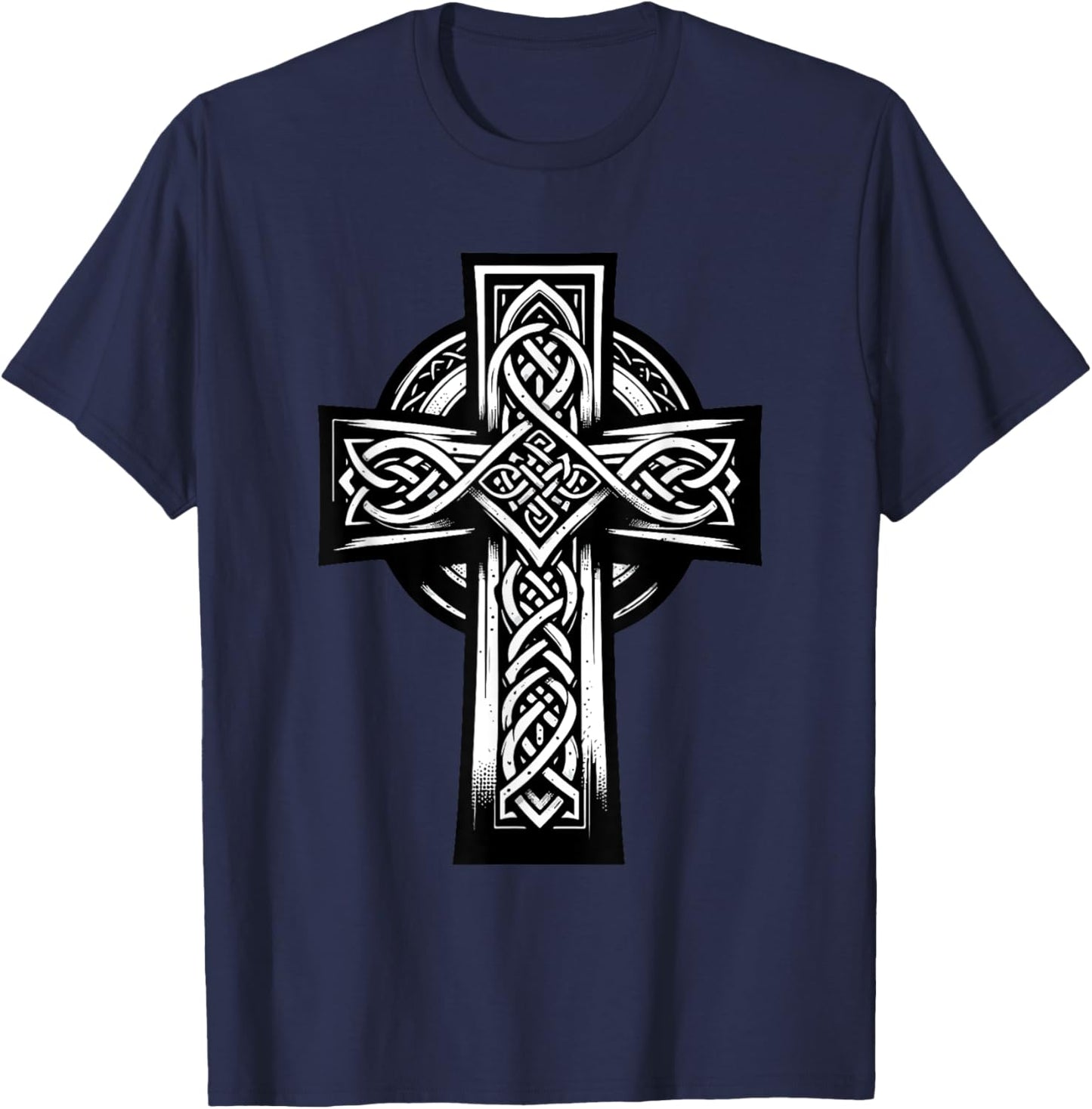 Irish Cross St Patrick's Day Celtic Knots Christian T-Shirt - T-Shirt | Navy
