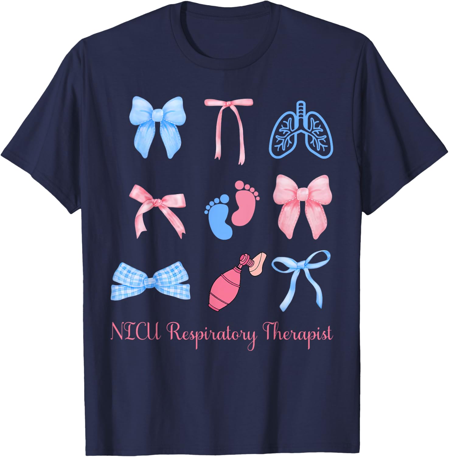 Coquette NICU Respiratory Therapist Lung Squad Neonatal ICU T-Shirt - T-Shirt | Navy