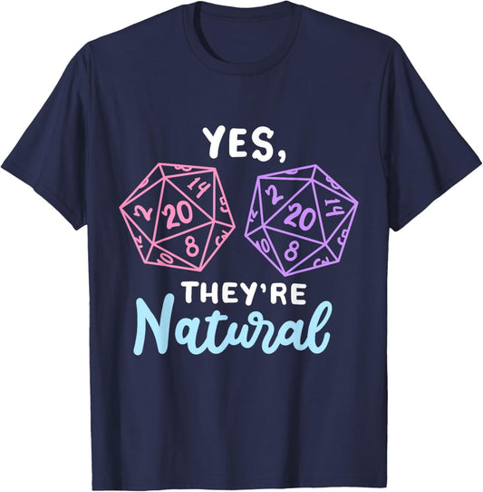 Yes They're Natural 20 D20 Würfel, lustiger RPG-Gamer T-Shirt - T-Shirt | Navy