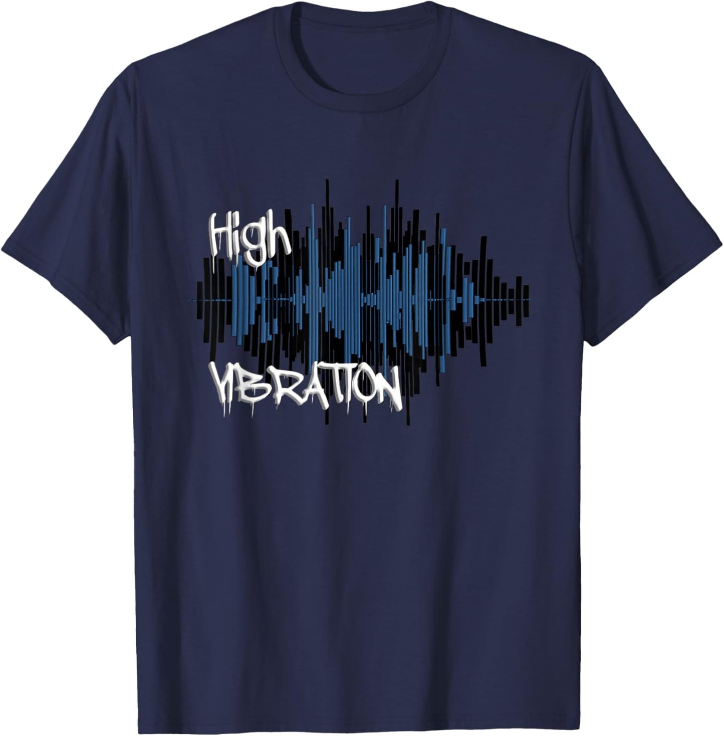 Elevate Your Vibe High Frequency Typography T-Shirt - T-Shirt | Navy