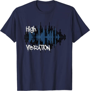 Elevate Your Vibe High Frequency Typography T-Shirt - T-Shirt | Navy