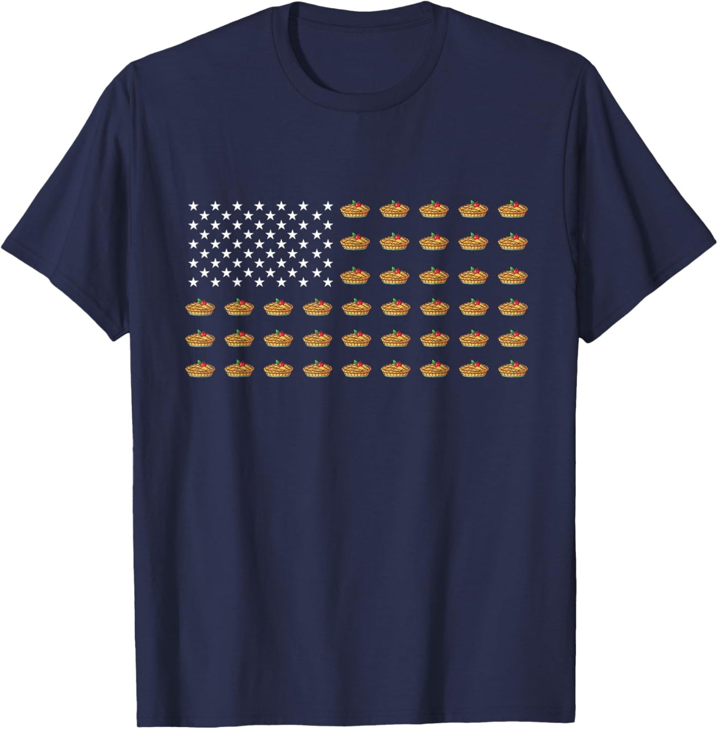 American Flag Apple Pie USA Patriotism Patriot Lover T-Shirt - T-Shirt | Navy
