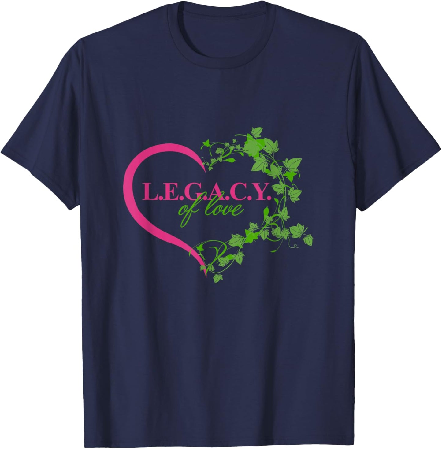Legacy of Love Black Sorority Excellence Pink & Green Ivy T-Shirt - T-Shirt | Navy
