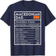 Macedonian Dad Nutrition Facts National Pride Gift Dad T-Shirt - T-Shirt | Navy