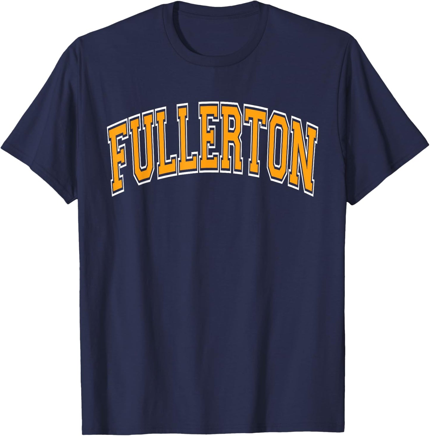 Fullerton Arched Style Orange Text T-Shirt - T-Shirt | Navy