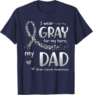 I Wear Gray For Dad Brain Cancer Awareness T-Shirt - T-Shirt | Navy