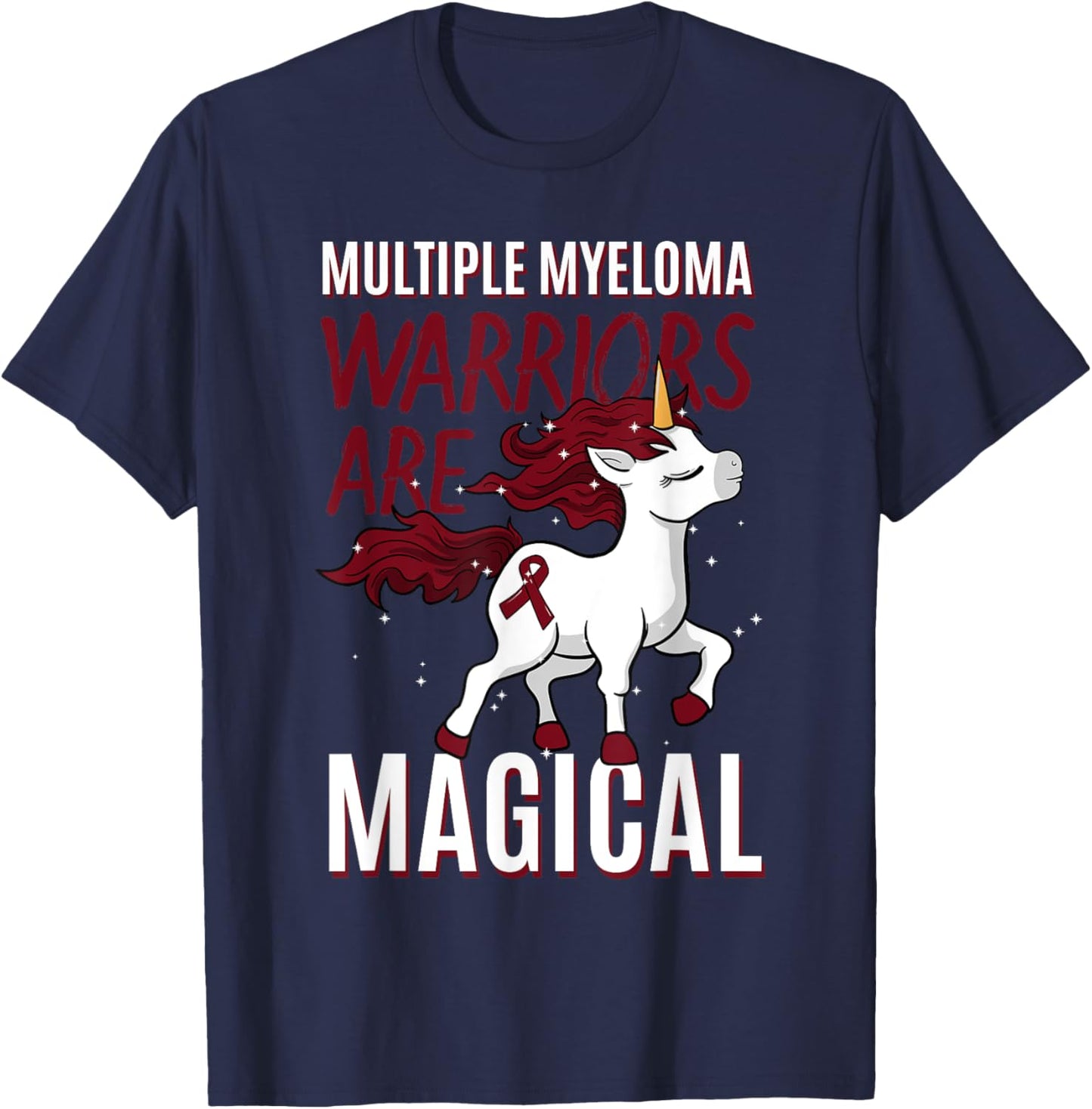 Multiple Myeloma Awareness Unicorn Lover Myelomatosis Gift T-Shirt - T-Shirt | Navy