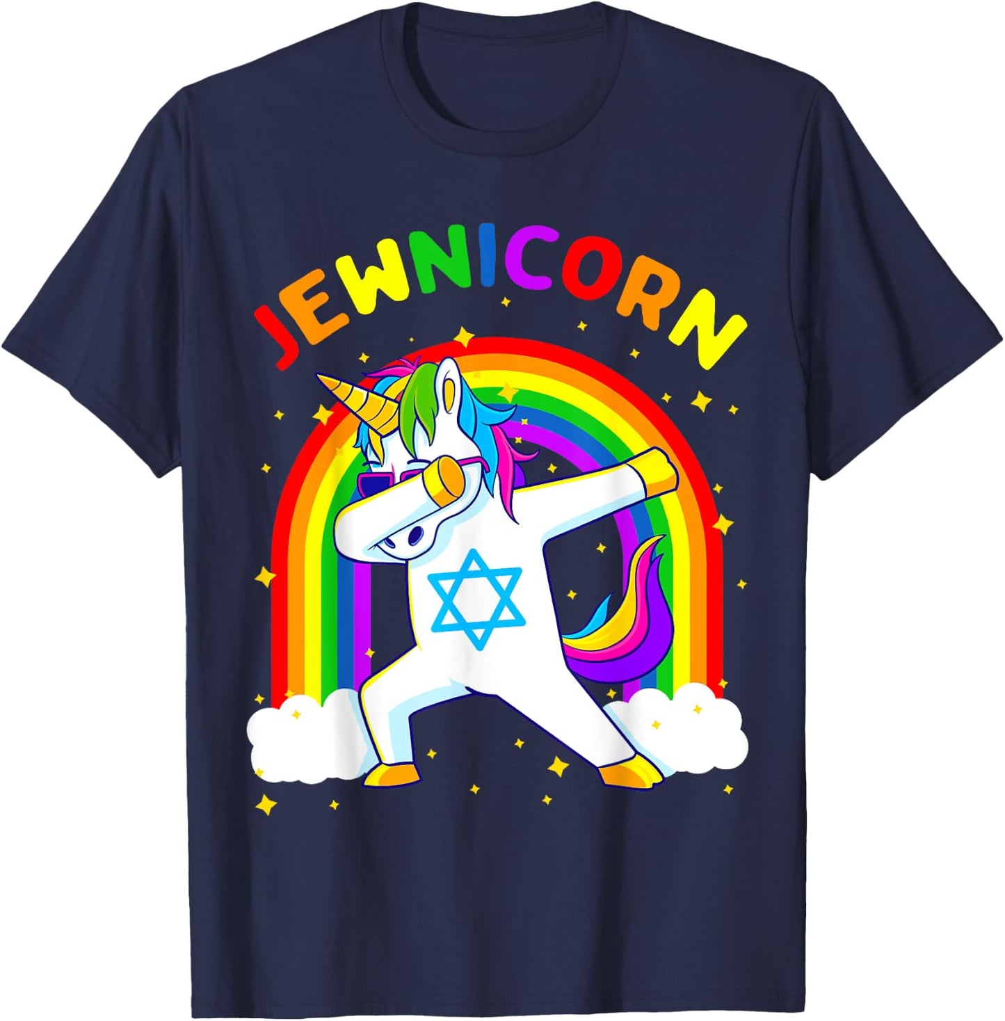Jewnicorn Hanukkah Dabbing Unicorn Chanukah Women Girls Gift T-Shirt - T-Shirt | Navy