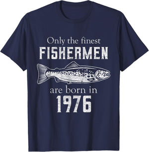 45th Birthday Vintage 1976 Fishing Fisherman 45 Year Old T-Shirt - T-Shirt | Navy