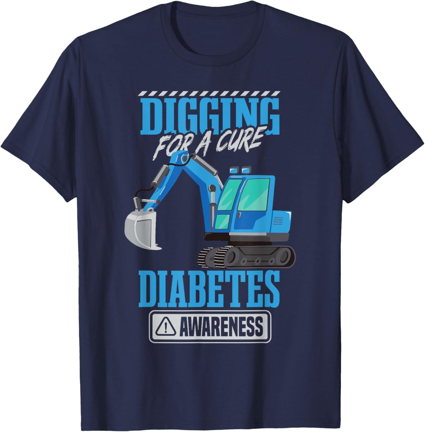 Boy Diabetes Excavator Type 1 Diabetes T-Shirt - T-Shirt | Navy