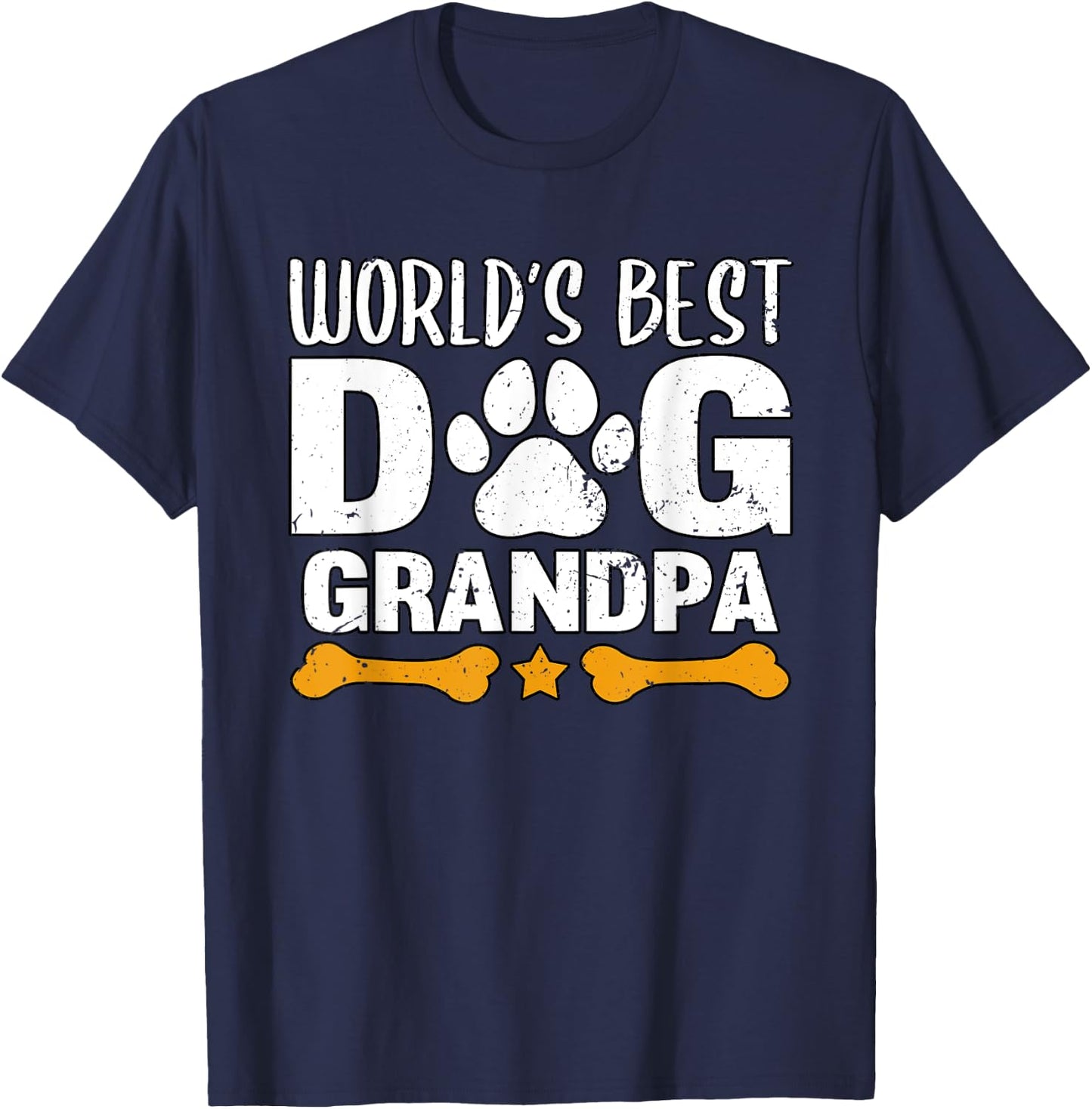 World's Best Dog Grandpa Puppy Grandfather Paw Fur Parent T-Shirt - T-Shirt | Navy