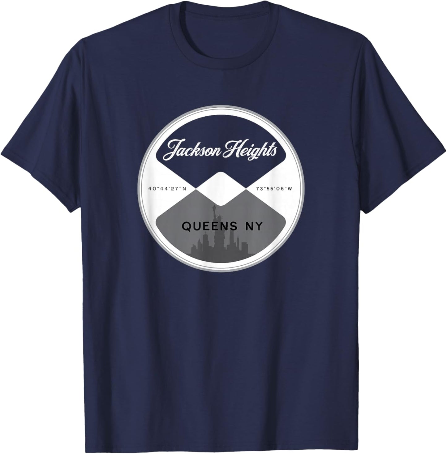 Jackson Heights Queens New York City NYC Circle Graphic T-Shirt - T-Shirt | Navy