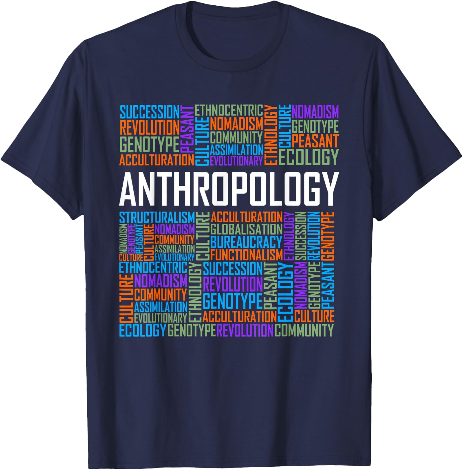 Anthropology Words Gift Anthropologist Teacher Gifts T-Shirt - T-Shirt | Navy