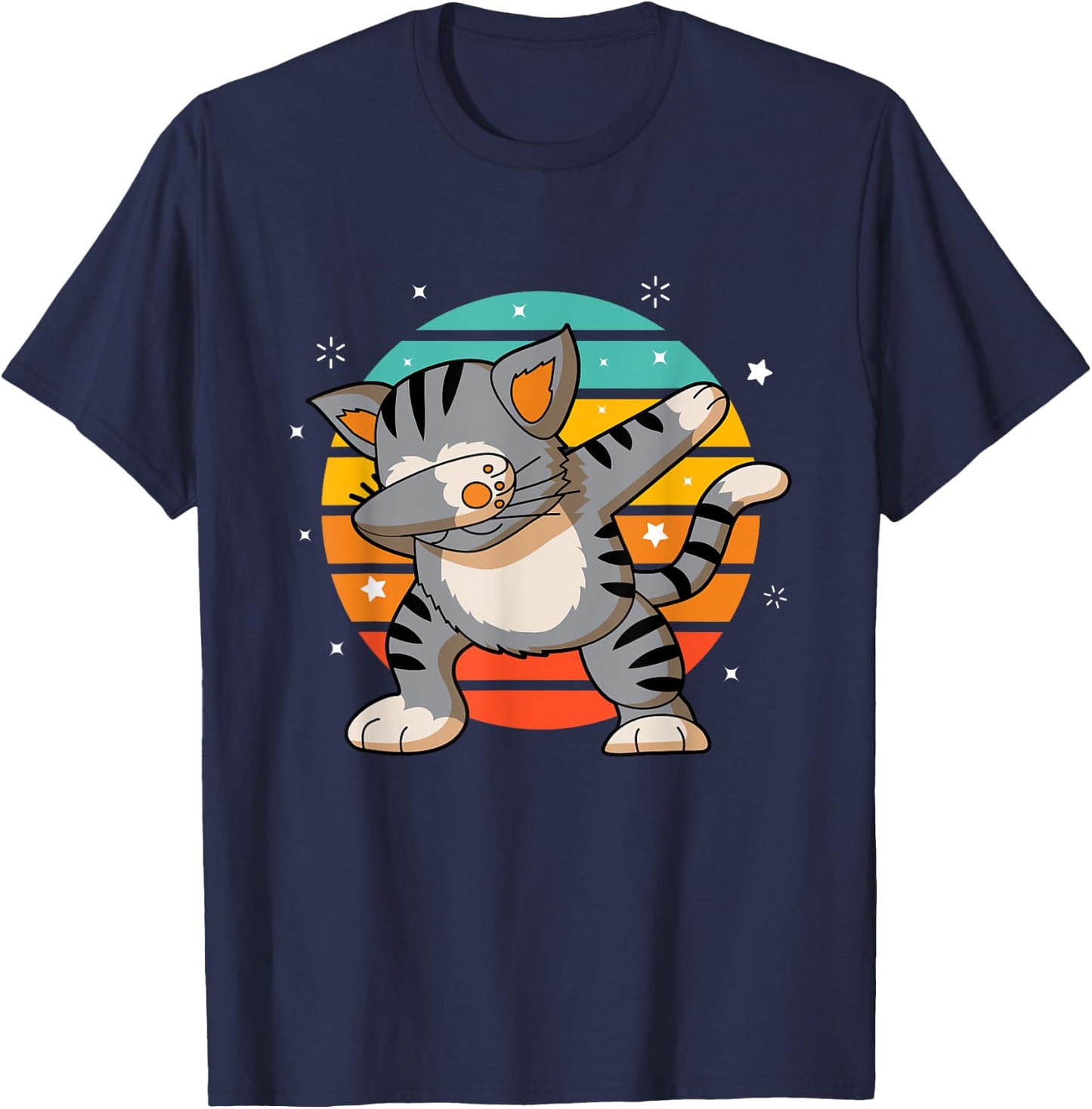 Dabbing Cat - Funny Dab Cat Lover Gift T-Shirt - T-Shirt | Navy