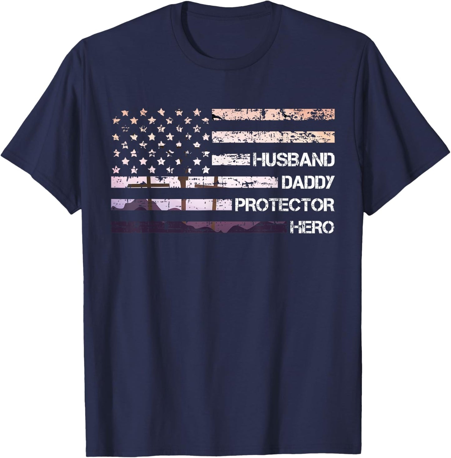 Husband Dad Protector Hero Father's Day Dad Gift Dad T-Shirt - T-Shirt | Navy