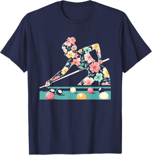 Floral FLower Billiards Billards Player Mothers Day T-Shirt - T-Shirt | Navy