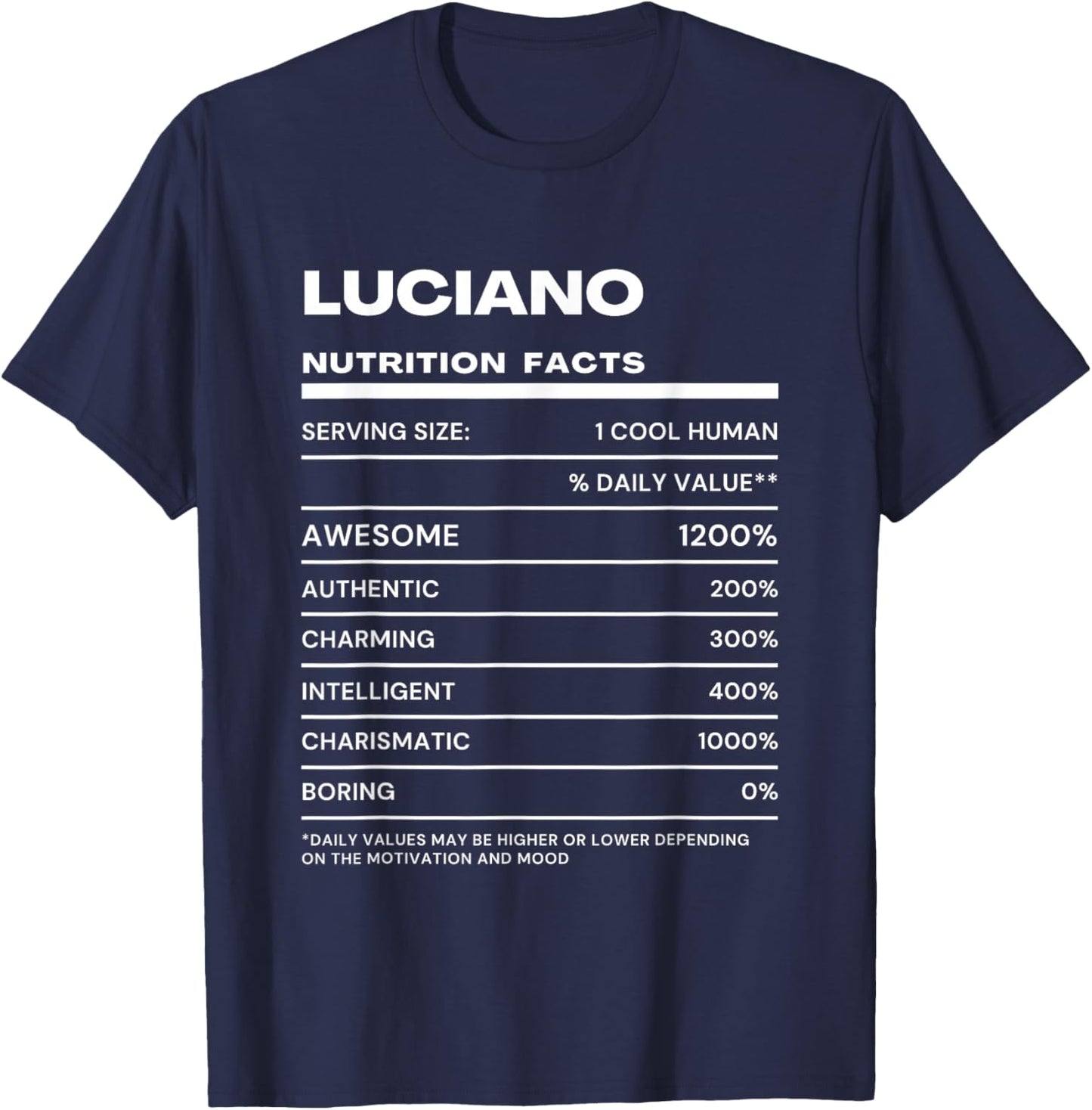 Luciano Nutrition Facts Name T-Shirt - T-Shirt | Navy