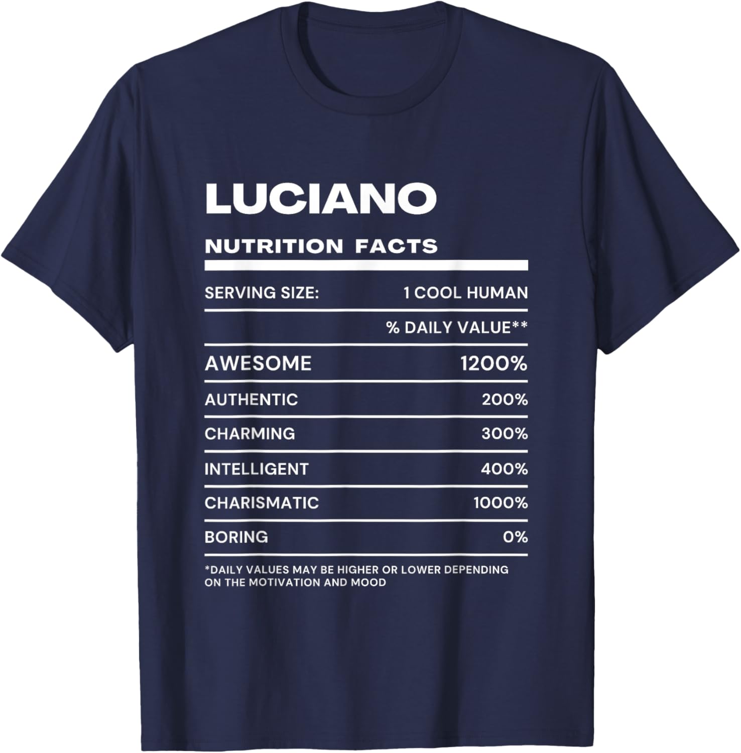Luciano Nutrition Facts Name T-Shirt - T-Shirt | Navy
