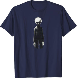 Skinny Bob The Alien | Top Secret Real Grey Extraterrestrial T-Shirt - T-Shirt | Navy