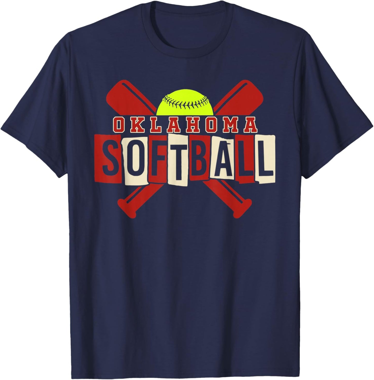 Oklahoma Softball Vintage Kids Team Retro Softball Fan T-Shirt - T-Shirt | Navy