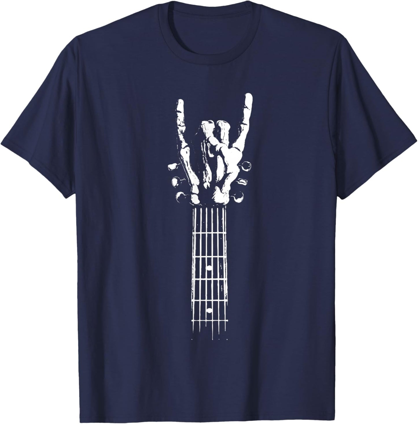 Rock and Roll Guitar Bone Skeleton sign Vintage ROCK Music T-Shirt - T-Shirt | Navy