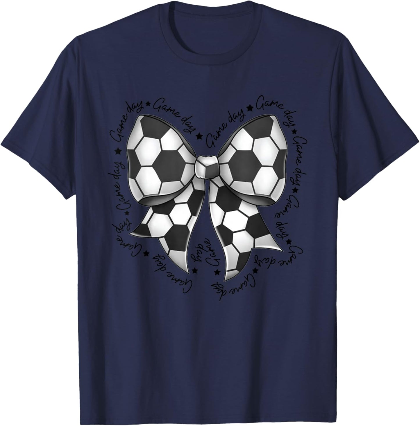 Cute Coquette Bow Funny Game Day Soccer Mom Life Team Sports T-Shirt - T-Shirt | Navy