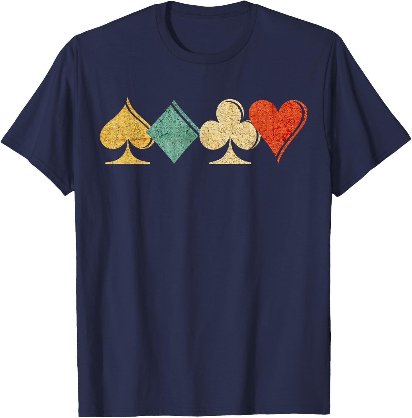 Playing Cards Spade, Heart, Diamond, Club,Casino Gift T-Shirt - T-Shirt | Navy