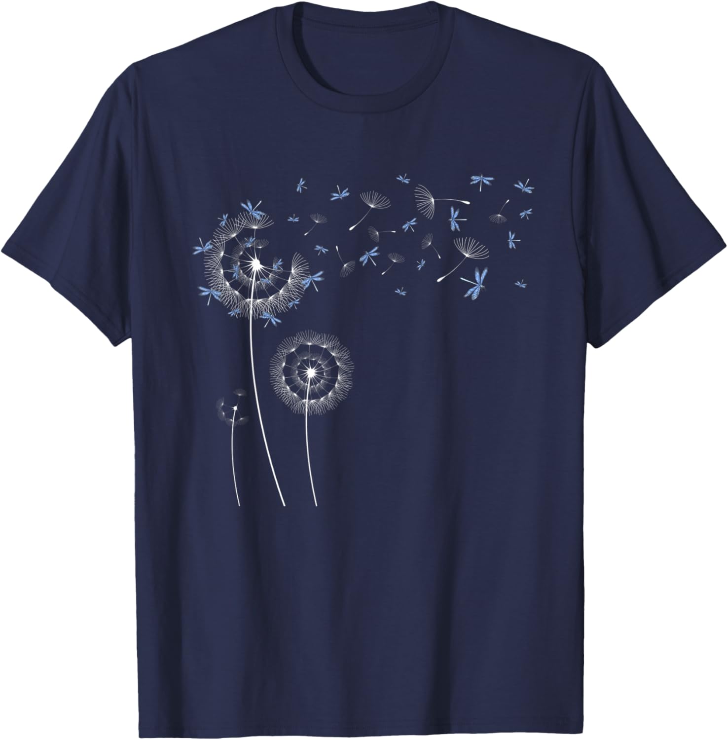 Dragonfly Puff Ball Cute Insect Dandelion T-Shirt - T-Shirt | Navy