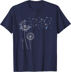 Dragonfly Puff Ball Cute Insect Dandelion T-Shirt - T-Shirt | Navy