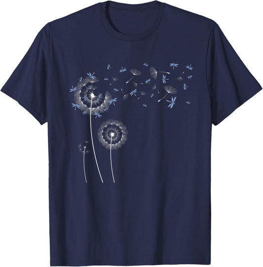 Dragonfly Puff Ball Cute Insect Dandelion T-Shirt - T-Shirt | Navy