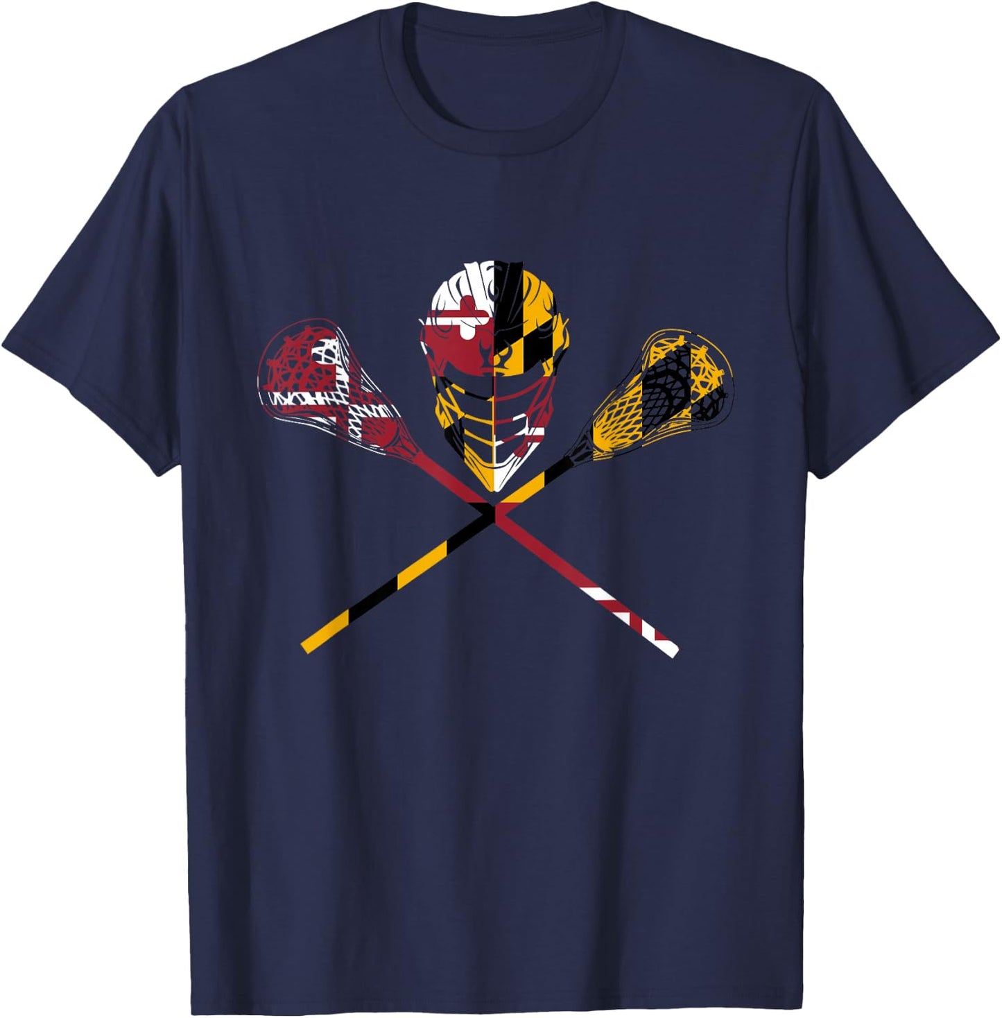 Maryland Flag Lacrosse Boys Men's Women's College LAX Stick T-Shirt - T-Shirt | Navy
