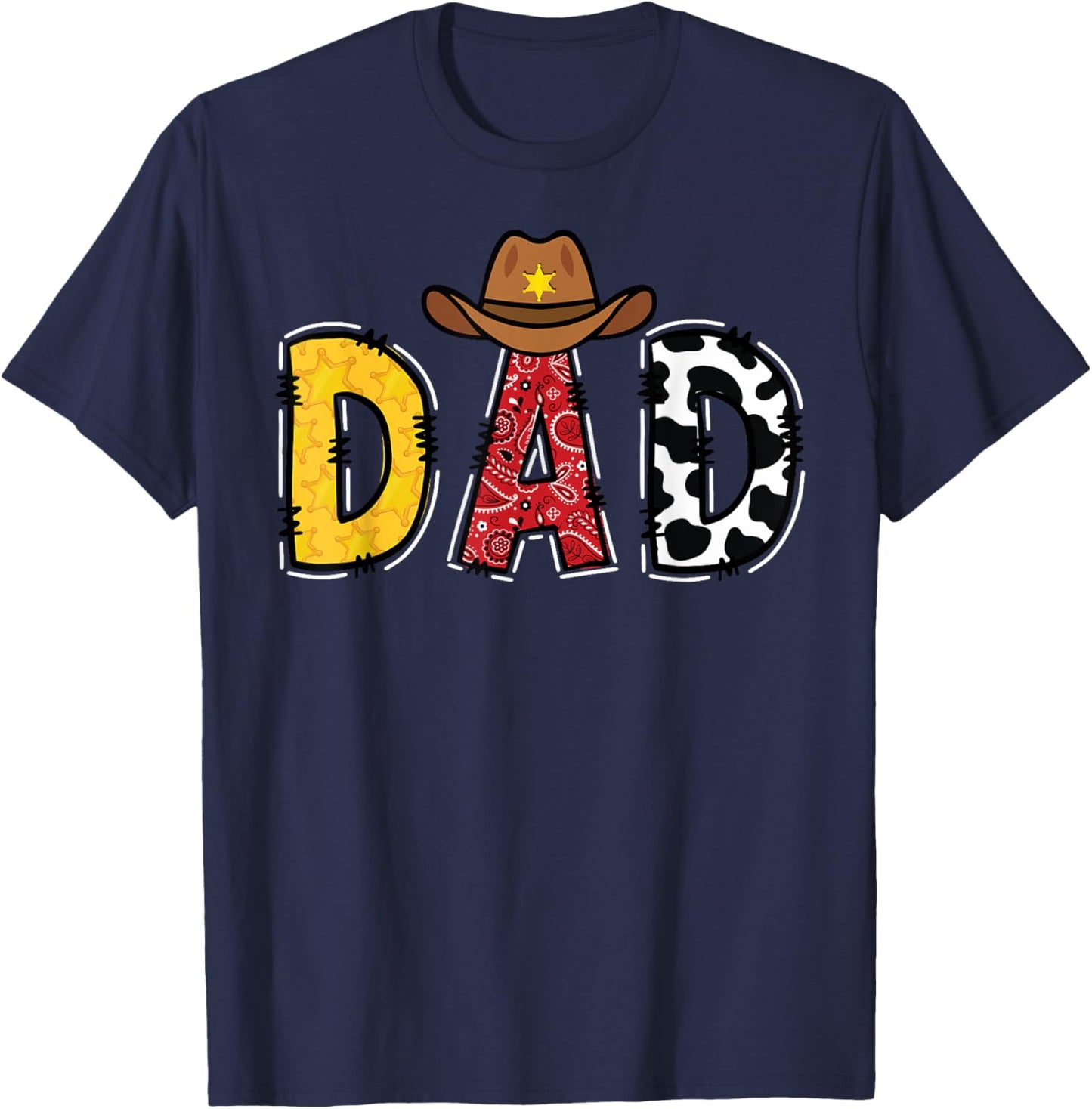 Cowboy Dad Western Rodeo Theme Kids Birthday Party T-Shirt - T-Shirt | Navy