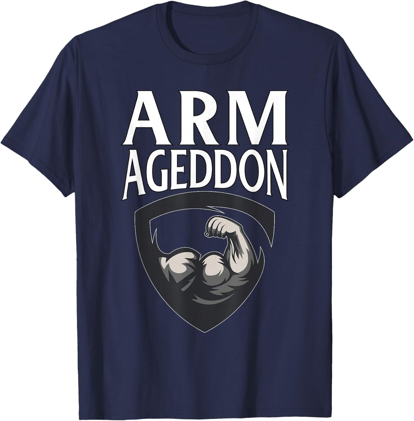 Armageddon | Fitness Weightlifting Deadlift Workout Gym T-Shirt - T-Shirt | Navy
