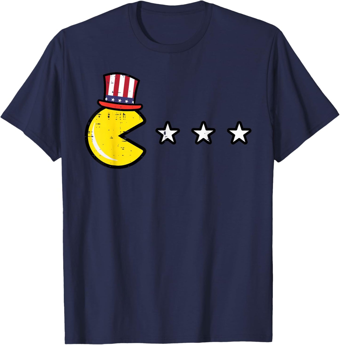 4th July Video Game Eating Stars Retro Gamer Boys Kids Men T-Shirt - T-Shirt | Navy