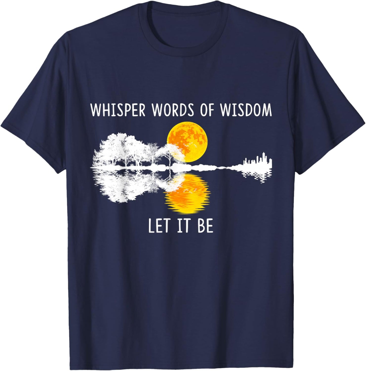Whisper Words Of Wisdom Let-It Be Guitar Lake Shadow T-Shirt - T-Shirt | Navy
