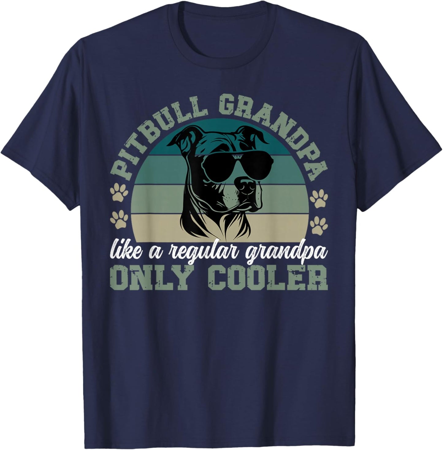 Cool Pitbull Grandpa Pitbull Grandfather Pittie Grandpa T-Shirt - T-Shirt | Navy