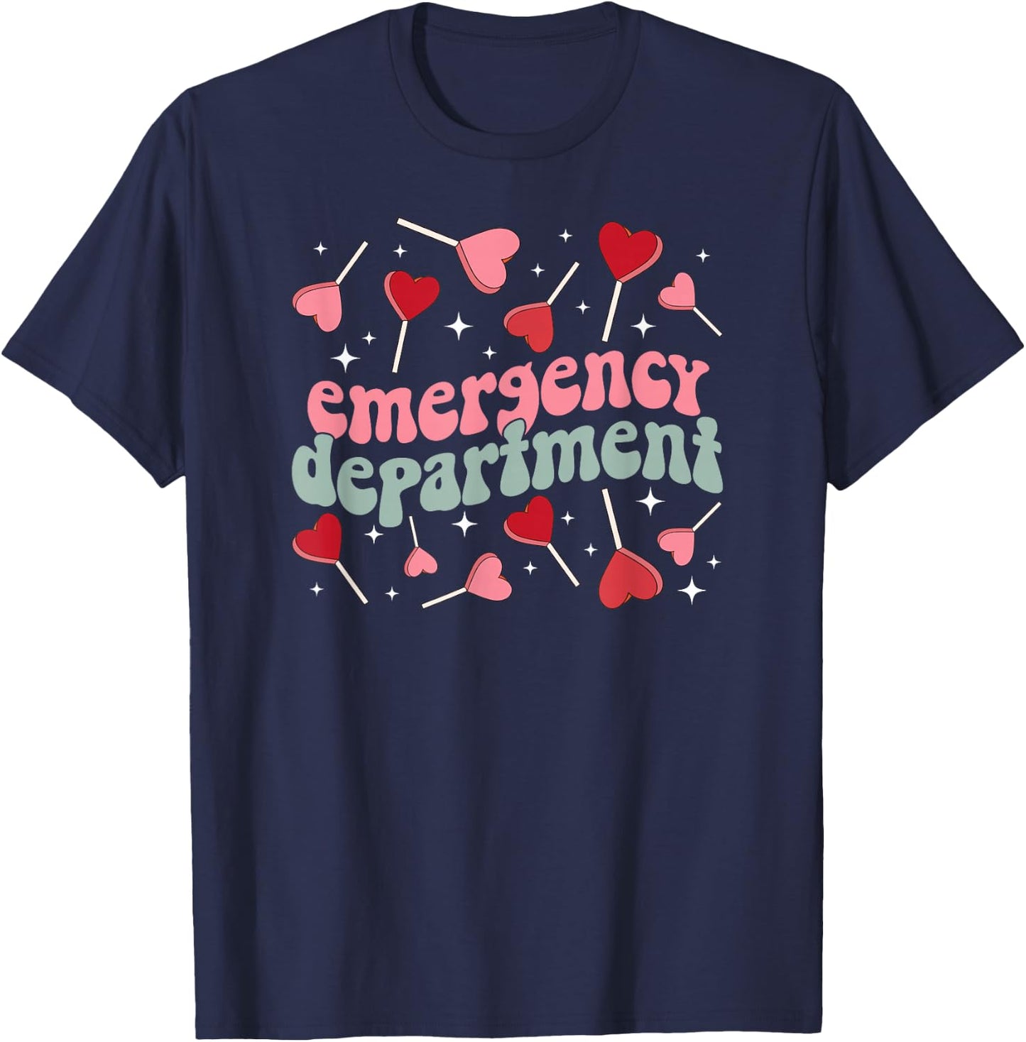 Emergency Department Valentine ER Nurse Valentines Day T-Shirt - T-Shirt | Navy