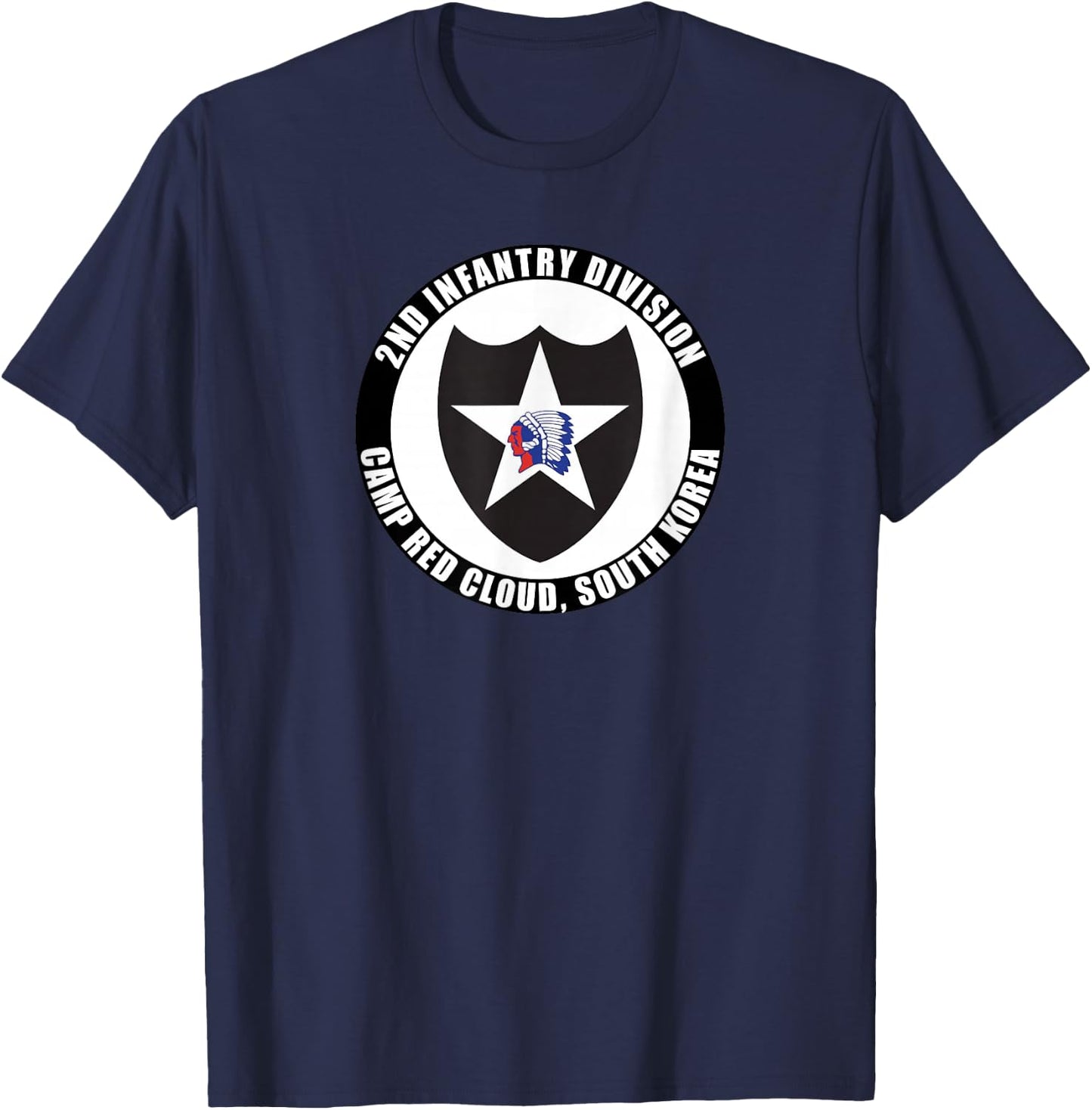 2nd Infantry Division Camp Red Cloud Korea Emblem Veteran T-Shirt - T-Shirt | Navy