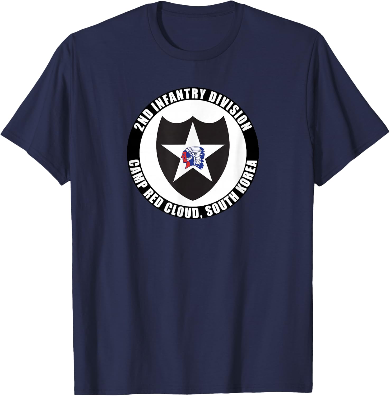 2nd Infantry Division Camp Red Cloud Korea Emblem Veteran T-Shirt - T-Shirt | Navy