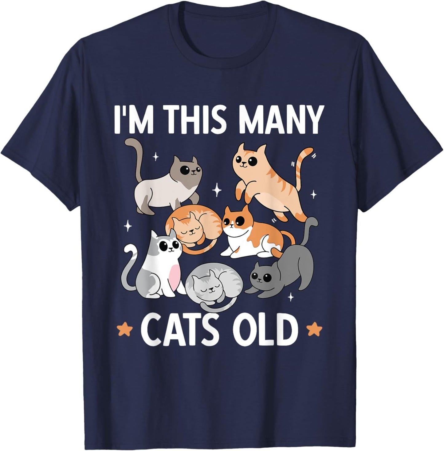 I'm This Many Cats Old 7th Birthday Party Kitten Cat T-Shirt - T-Shirt | Navy