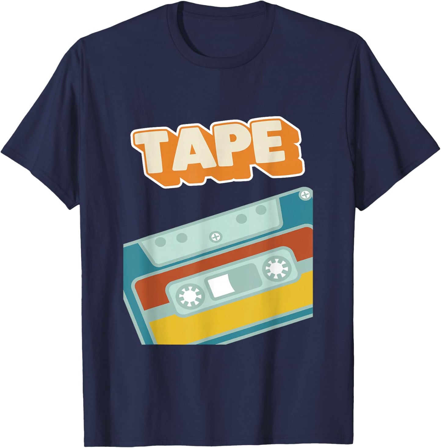 Retro Style 90s Music Tape Cassette with Graffiti Wall Art T-Shirt - T-Shirt | Navy