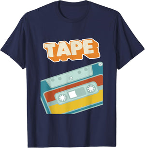 Retro Style 90s Music Tape Cassette with Graffiti Wall Art T-Shirt - T-Shirt | Navy
